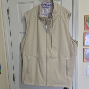Tommy Bahama Beige Zip-Up Vest 3xl